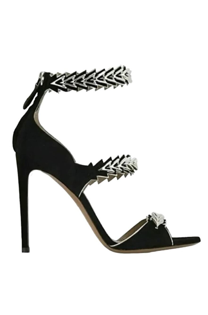 ALAIA NIB Bombe Chain Black Suede 3 Strap Stiletto Heels Sandals 39.5 $2110